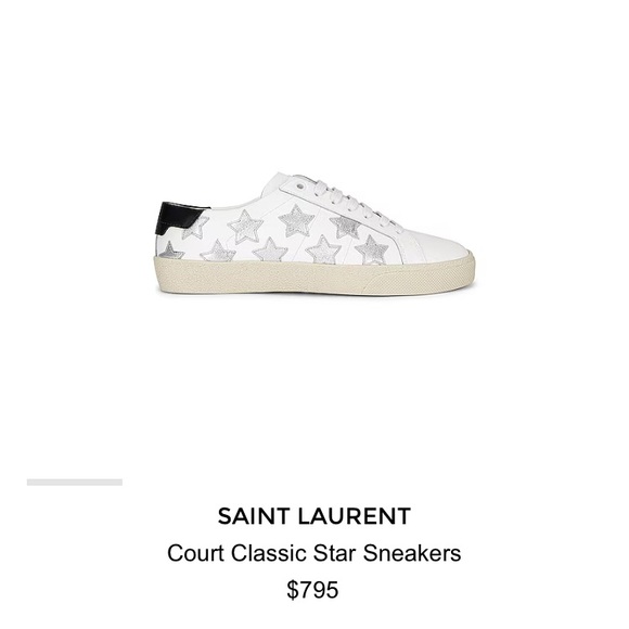 Saint Laurent Court Classic Stars | Blanc Optique & Argent & Noir | 38.5 | EUC - Picture 1 of 10